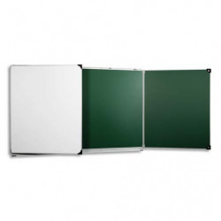 ULMANN Tableau triptyque en acier émaillé intérieur Vert, extérieur Blanc, porte-accessoires L400xH100 cm