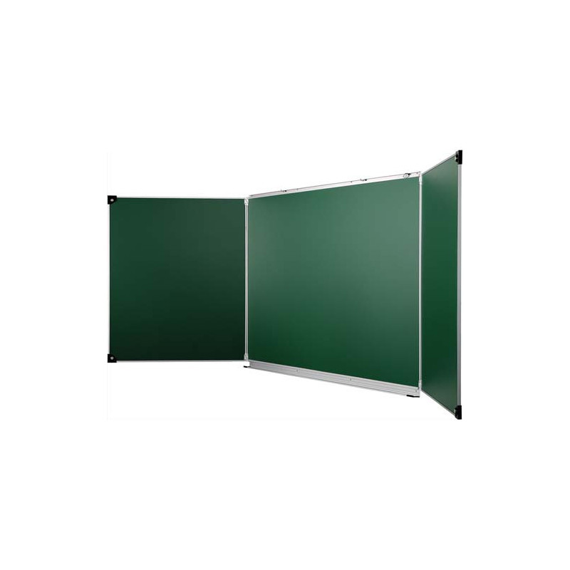 ULMANN Tableau triptyque en acier émaillé Vert, crochets porte-cartes, porte-accessoires, Ft L400xH100 cm