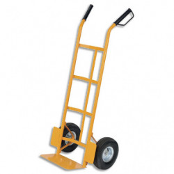 VISO Diable de manutention jaune en acier avec 2 roues, bavette 210 x 360 mm. Charge maximale de 200 kg