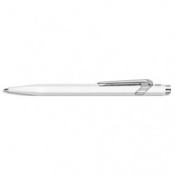 CARAN D'ACHE Stylo bille 849 CLASSIC rétractable en aluminium. Corps hexagonal blanc, encre bleue