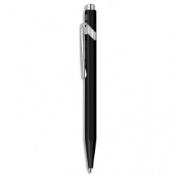 CARAN D'ACHE Stylo bille 849 CLASSIC rétractable en aluminium. Corps hexagonal noir, encre bleue