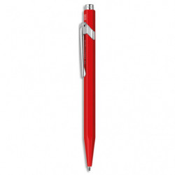 CARAN D'ACHE Stylo bille 849 CLASSIC rétractable en aluminium. Corps hexagonal rouge, encre bleue