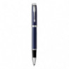 PARKER Stylo roller IM Bleu royal attributs chromés. Pointe fine. Encre Noire.