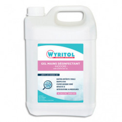 WYRITOL Bidon de 5 litres de gel hydro-alcoolique, pour les mains, sans parfum, sans colorant
