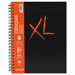 CANSON Carnet de 100 feuilles XL BOOK CROQUIS. Format A4, 90 grammes, grain léger. Spirale grand côté