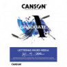 CANSON Bloc 20 feuilles GRADUATE LETTERING MIXED MEDIA. A3, 200gr. Blanc naturel. Surface soyeuse