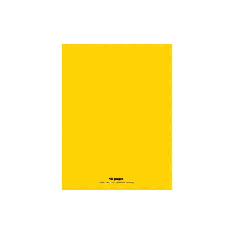 CONQUERANT C9 Cahier piqûre 24x32cm 48 pages 90g grands carreaux Seyès. Couverture polypropylène Jaune