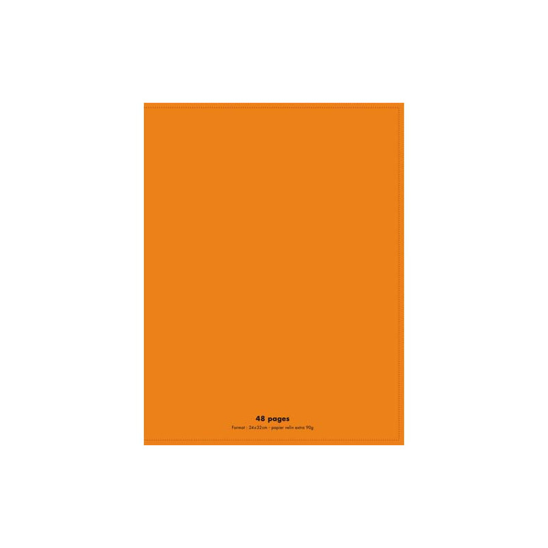 CONQUERANT C9 Cahier piqûre 24x32cm 48 pages 90g grands carreaux Seyès. Couverture polypropylène Orange