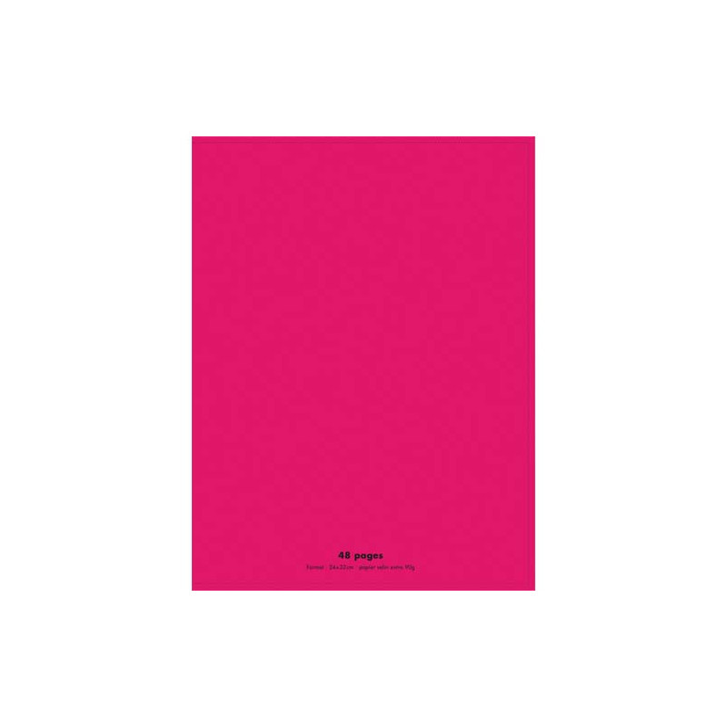 Cahier piqûre 24x32cm 48 pages 90g grands carreaux Seyès. Couverture polypropylène Rose