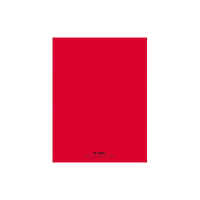CONQUERANT C9 Cahier piqûre 24x32cm 48 pages 90g grands carreaux Seyès. Couverture polypropylène Rouge