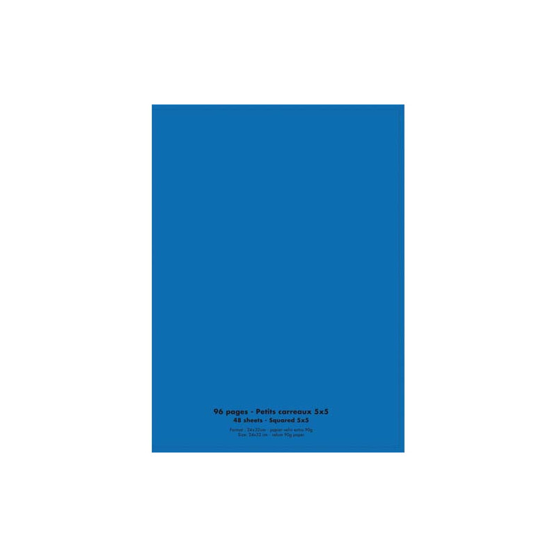 CONQUERANT C9 Cahier piqûre 24x32cm 96 pages 90g quadrillé 5x5. Couverture polypropylène Bleu