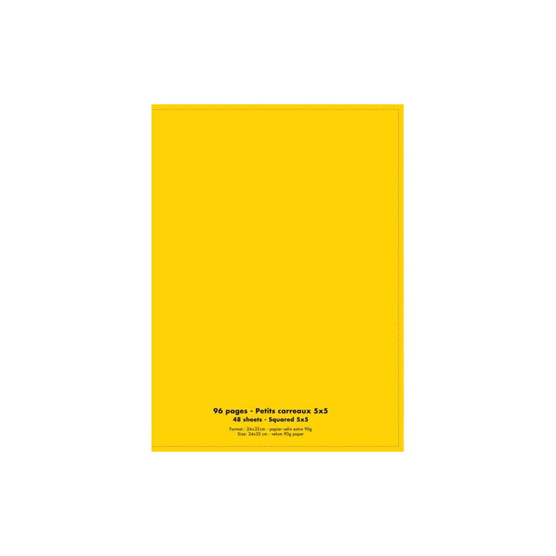 CONQUERANT C9 Cahier piqûre 24x32cm 96 pages 90g quadrillé 5x5. Couverture polypropylène Jaune