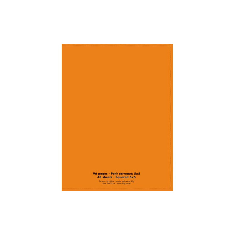 Cahier piqûre 24x32cm 96 pages 90g quadrillé 5x5. Couverture polypropylène Orange