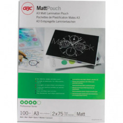 GBC Paquet de 100 pochettes de plastification mates, format A3 2x75 microns 41660E