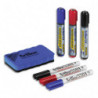 ARTLINE Kit pour tableau blanc avec 1 brosse magnétique + 6 marqueurs 3 coloris assortis