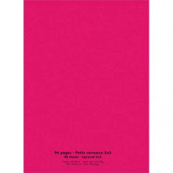 Cahier piqûre 24x32cm 96 pages 90g quadrillé 5x5. Couverture polypropylène Rose