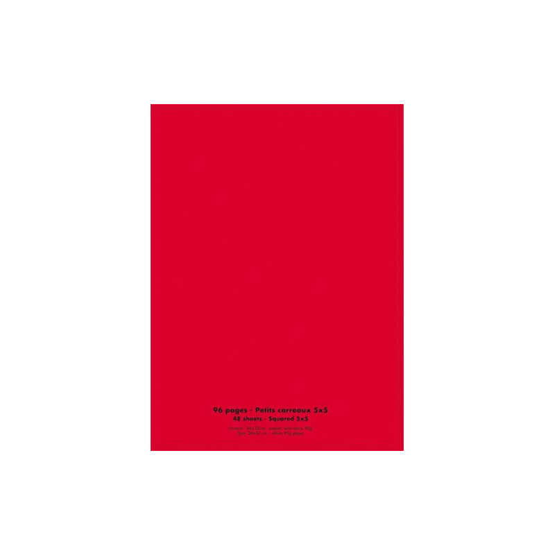 CONQUERANT C9 Cahier piqûre 24x32cm 96 pages 90g quadrillé 5x5. Couverture polypropylène Rouge