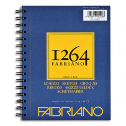 FABRIANO Bloc 1264 papier croquis. 60 feuilles A5. Papier blanc ivoire de 90 g/m². Spirale longitudinale