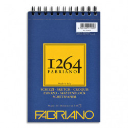 FABRIANO Bloc 1264 papier croquis. 60 feuilles A5. Papier blanc ivoire de 90 g/m². Spirale sur la largeur