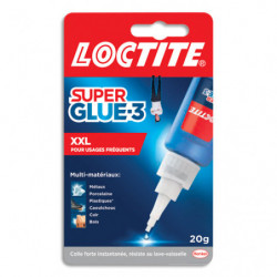 LOCTITE Colle SUPERGLUE-3 XXL. Formule transparente au sechage. Bouteille grand format de 20 grammes