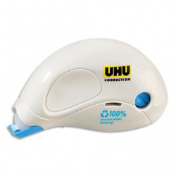 UHU Roller correcteur compact rapide, propre et précis, blanc, 10m x 5mm. Réécriture immédiate
