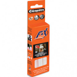 CLEOPATRE Boîte de 12 batons de colle cleostick extra fort verre et metal pour mini pistolet Cléo'GUN FIX