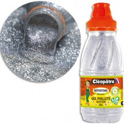 CLEOPATRE Flacon de gel pailleté couleur argentée 250 ml x 8
