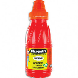 CLEOPATRE Pot de gouache Nefertari rouge vif 250 ml x 8, dès 3 ans, avec pinceau et entonnoir intégré