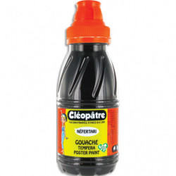 CLEOPATRE Pot de gouache Nefertari noir 250 ml x 8, dès 3 ans, avec pinceau et entonnoir intégré