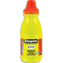 CLEOPATRE Pot de gouache Nefertari jaune primaire 250ml x 8, dès 3 ans, avec pinceau et entonnoir intégré