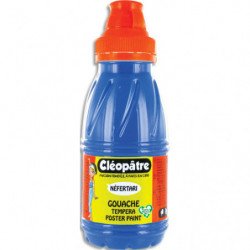 CLEOPATRE Pot de gouache Nefertari bleu primaire 250 ml x 8, dès 3 ans, avec pinceau et entonnoir intégré