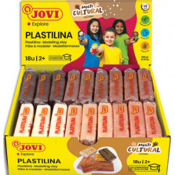 JOVI Plastilina, présentoir de pâte à modeler 18 x 50 gr, couleurs multicultural (3 unités x 6 couleurs)