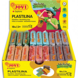 JOVI Plastilina, présentoir de pâte à modeler 18 x 50 gr, couleurs naturel (3 unités x 6 couleurs)