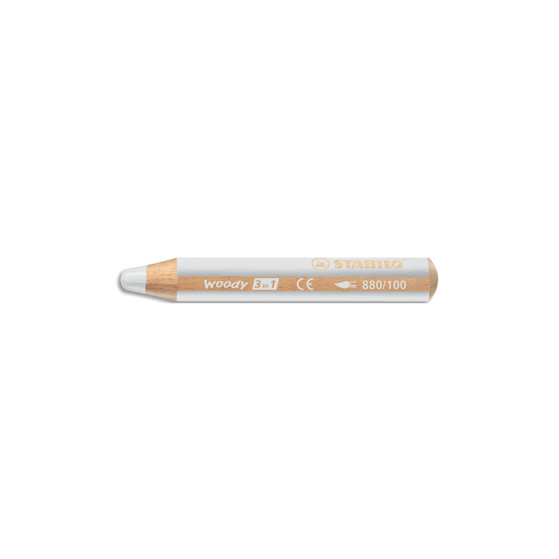 STABILO woody 3in1 crayon de couleur multi-surfaces mine extra-large (10 mm) - Blanc titane