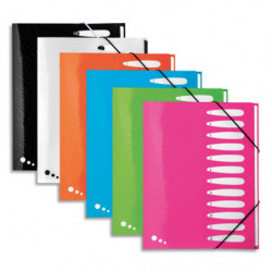 ELBA Trieur ART POP 12 positions en polypropylène 5/10e. Fermeture par élastique. Coloris Assortis.