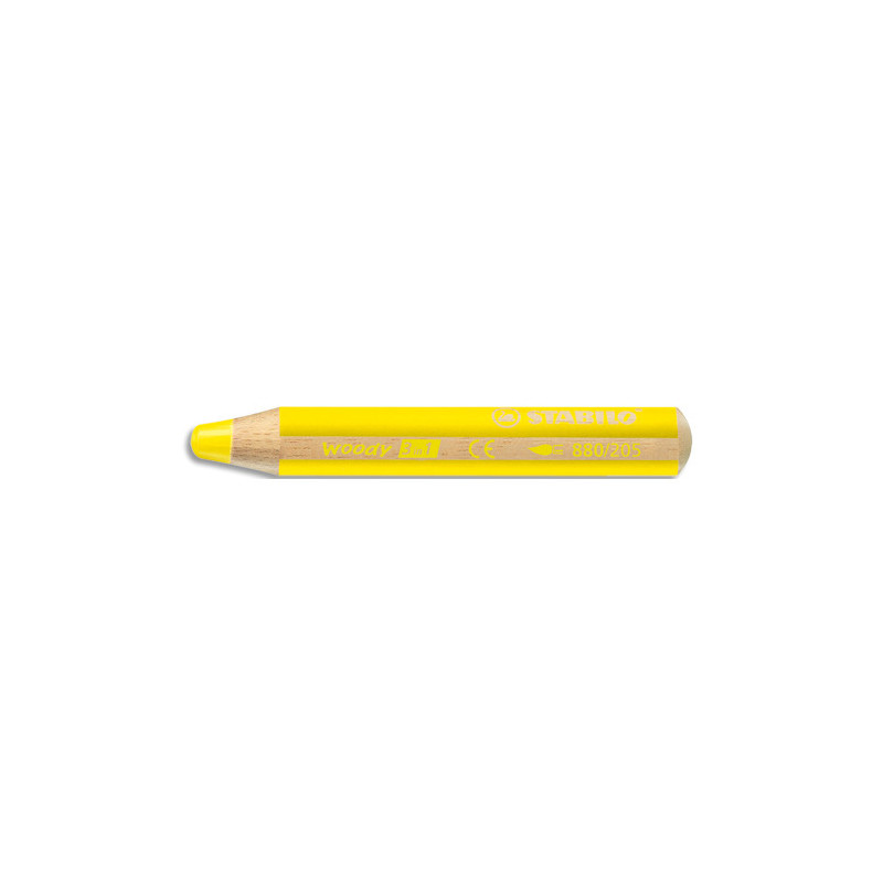STABILO woody 3in1 crayon de couleur multi-surfaces mine extra-large (10 mm) - Jaune