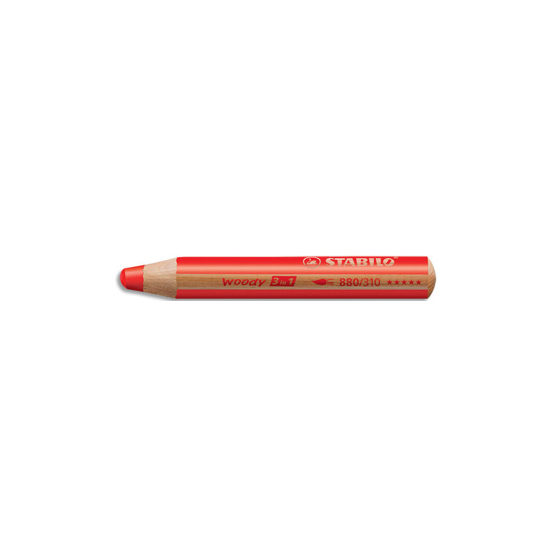 STABILO woody 3in1 crayon de couleur multi-surfaces mine extra-large (10 mm) - Vermillon