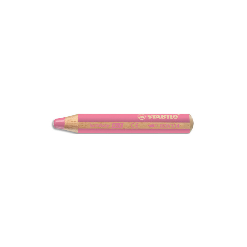 STABILO woody 3in1 crayon de couleur multi-surfaces mine extra-large (10 mm) - Rose