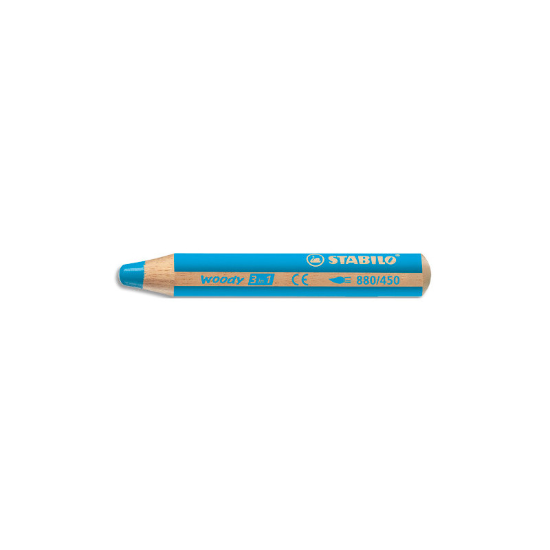 STABILO woody 3in1 crayon de couleur multi-surfaces mine extra-large (10 mm) - Cyan