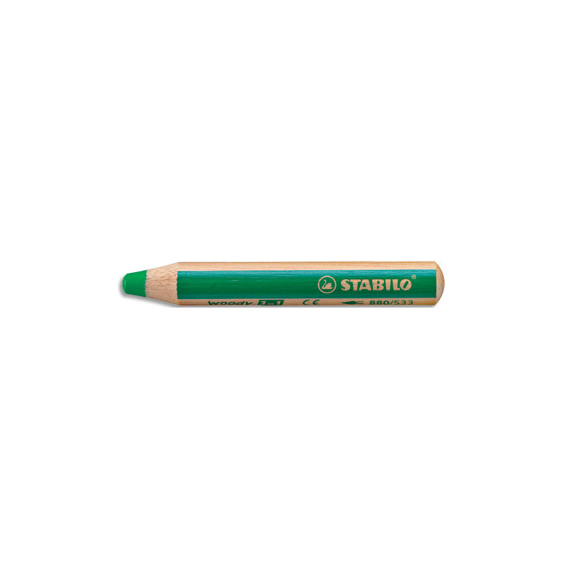STABILO woody 3in1 crayon de couleur multi-surfaces mine extra-large (10 mm) - Vert foncée