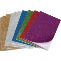 O COLOR Lot de 10 feuilles mousse adhésive 20x30cm 3 or, 3 argent, 1 Rouge, 1 Verte, 1 Bleu et 1 Violet