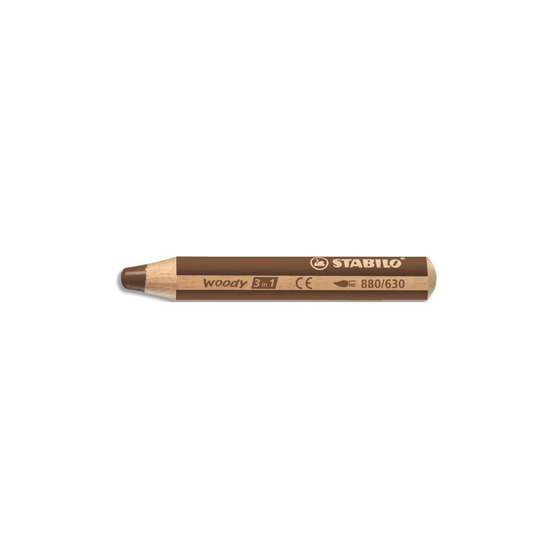 STABILO woody 3in1 crayon de couleur multi-surfaces mine extra-large (10 mm) - Terre de Sienne