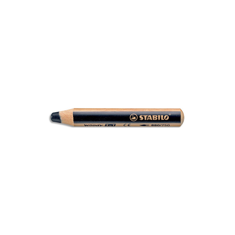STABILO woody 3in1 crayon de couleur multi-surfaces mine extra-large (10 mm) - Noir