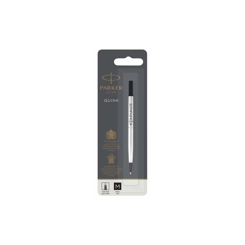 PARKER Recharge pour Stylo Roller pointe moyenne encre Noire. En blister.