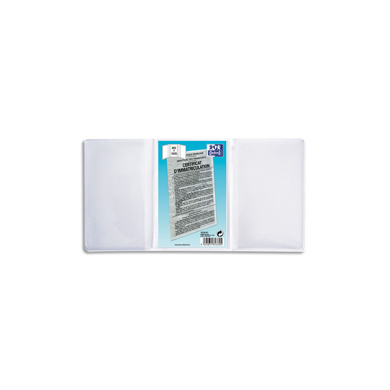OXFORD Etuis 6 faces pour carte Grise 8,5 x 12,5 cm en PVC 20/100e. Présentation 3 volets