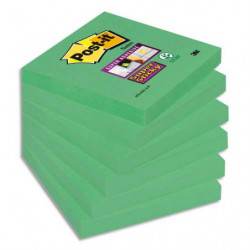 POST-IT Lot de 6 blocs Super Sticky 90 feuilles Vert olive 76 x 76 mm