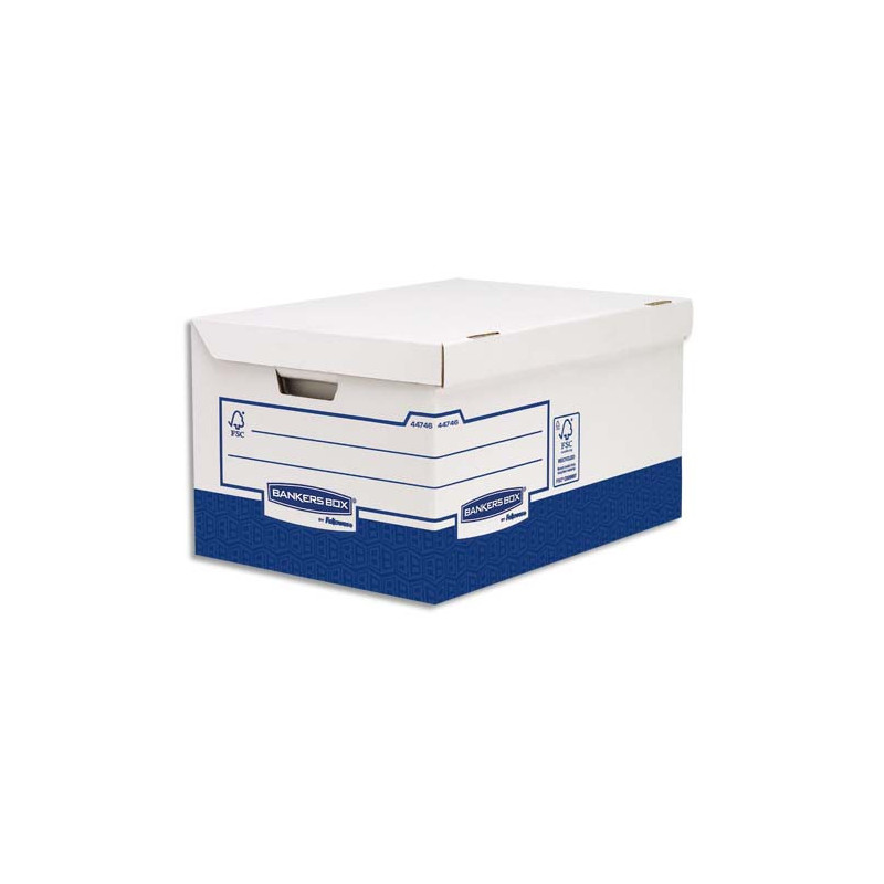 BANKERS BOX Conteneur Maxi HEAVY DUTY. Montage manuel. Carton Blanc/Bleu