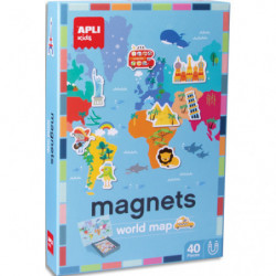 APLI AGIPA Boîte de 40 magnets pour construire une carte du monde avec support. + de 4 ans.