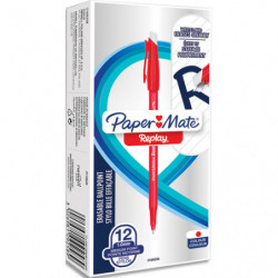 PAPERMATE Stylo-Bille Effaçable - Replay - Pointe Moyenne - Boîte de 12 - Rouge