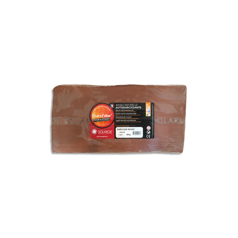 SOLARGIL Argile naturelle autodurcissante DURCI'DUR / Pain de 10kg Rouge